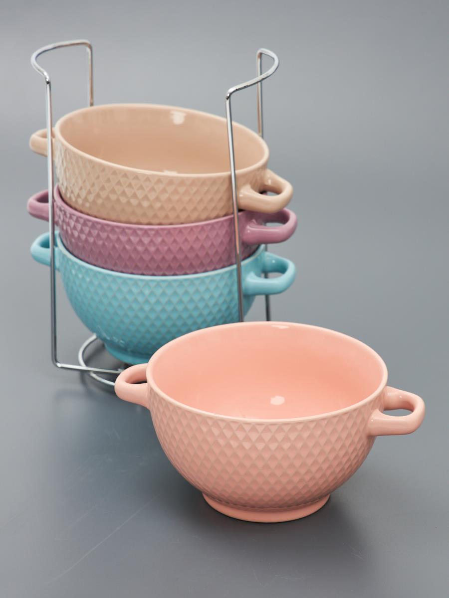 Набор бульонниц Jewel Аура Ромбы 4 пр. 700 мл ПС00125-06