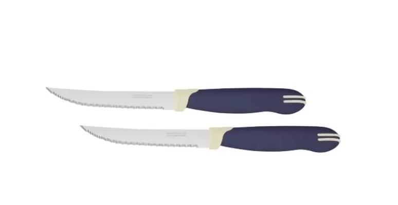 Ножи для мяса Tramontina  Multicolor 2шт. 13,5см син./бел. в блистере 23529/215