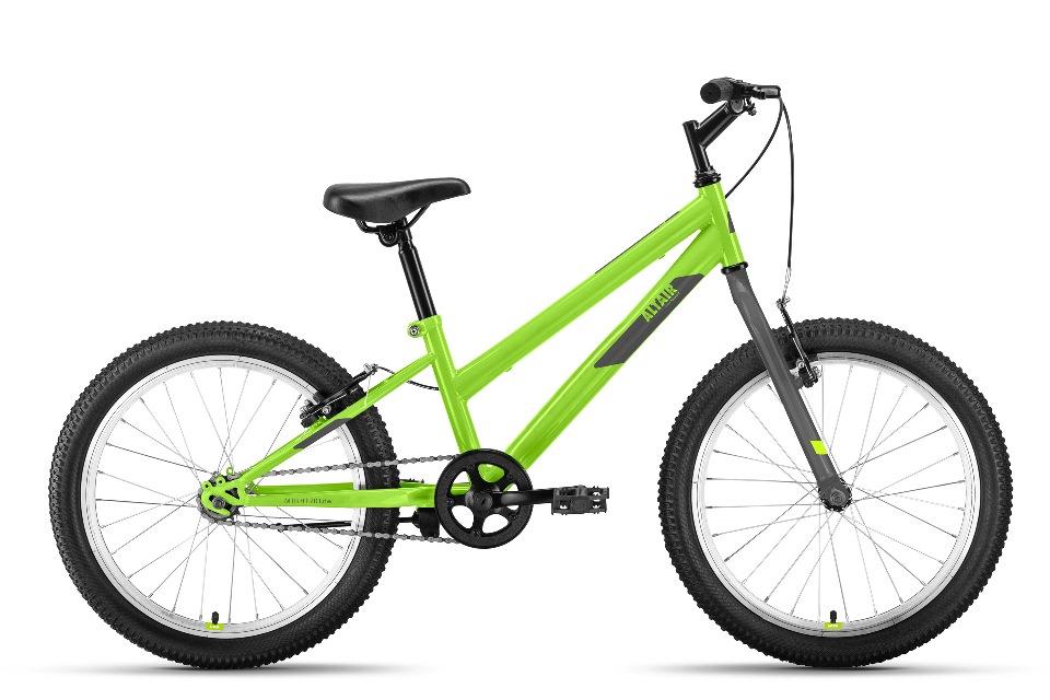 Велосипед Altair MTB HT 20 low (20"  1ск. рост 10,5") 2021-22 ярко-зеленый/серый