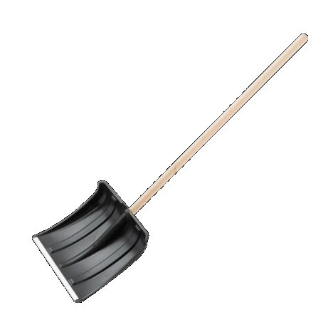 Лопата снеговая пластиковая, 350х350х1445 мм, деревянный черенок