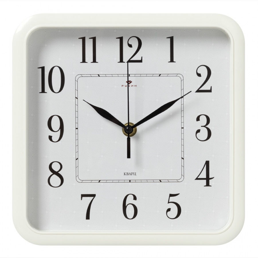 Часы настенные Рубин квадрат 22х22см, корпус белый "Классика"