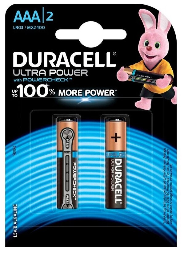 Батарейка Duracell LR03/2BL Ultra Power (1BL-2шт)