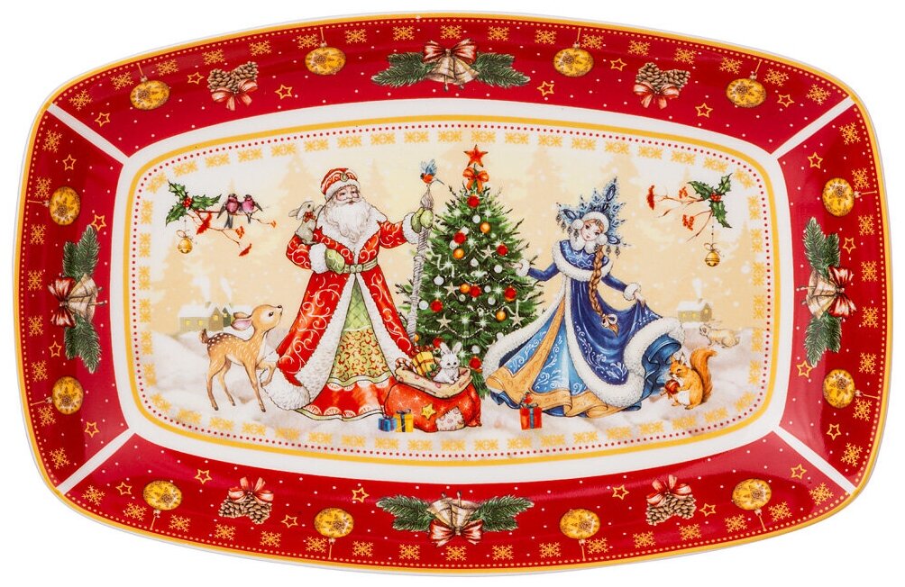 Блюдо Lefard "Дед Мороз и Снегурочка" 85-1728 прямоугольное 25х16х3см