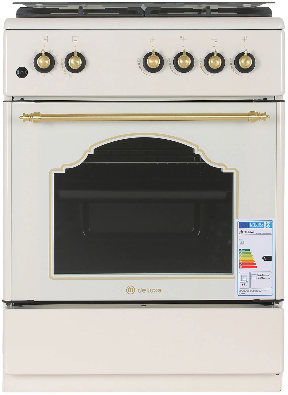 Плита газовая De Luxe 606040.24г 006 (кр) чуг реш беж