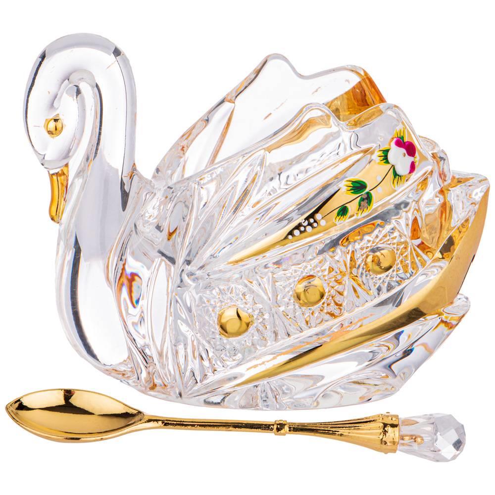 Икорница Lefard "Лебедь Gold Glass" с ложкой 195-123 8,5 см