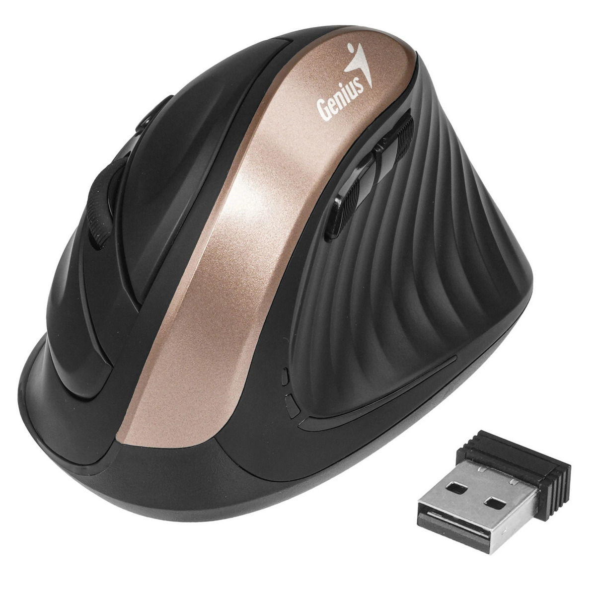 Мышь Genius Ergo 8250S Беспроводная Бесшумная Вертикальная (WirelessUSB) Black+Gold