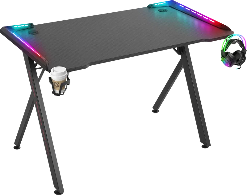 Игровой стол Defender Gamer RGB Led Black