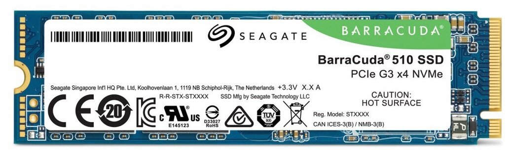 SSD M.2 250Gb Seagate BarraCuda 510 Client 2280 PCIe Gen3 NVMe Retail ZP250CM3A001