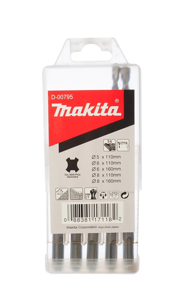 Набор буров Makita D-00795 SDS-Plus 5шт.
