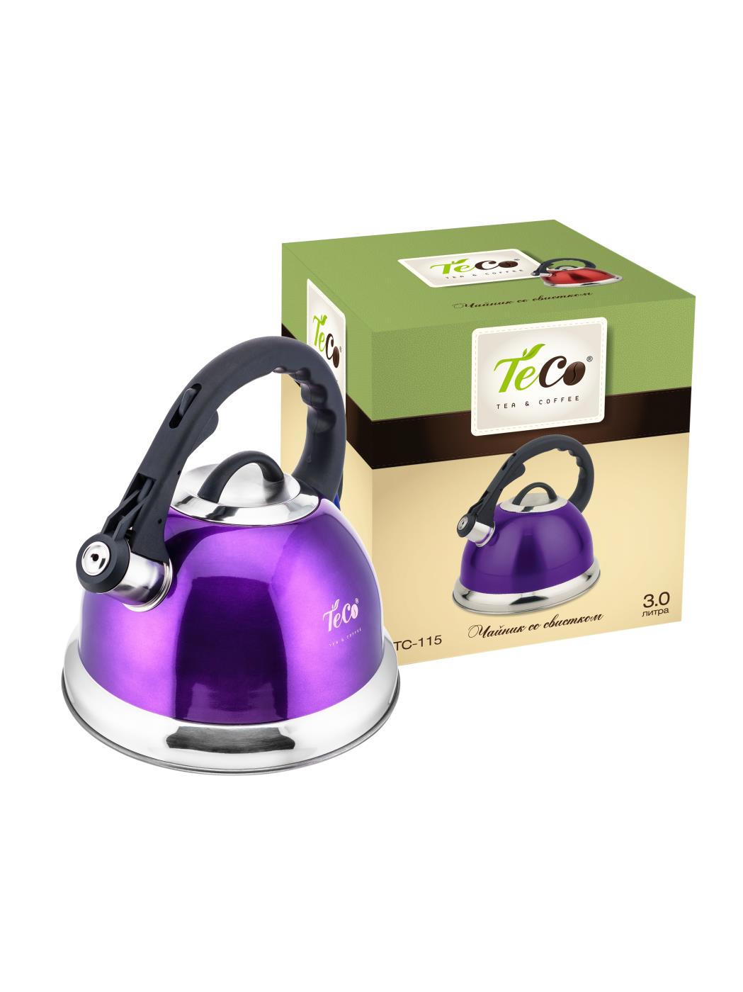 Чайник Teco со свистком 3,0 л. фиолетовый TC-115-V
