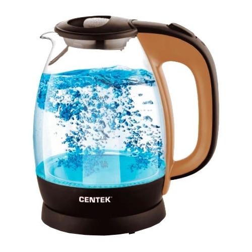 Чайник CENTEK CT-0056 стекло (бежевый+кофе)