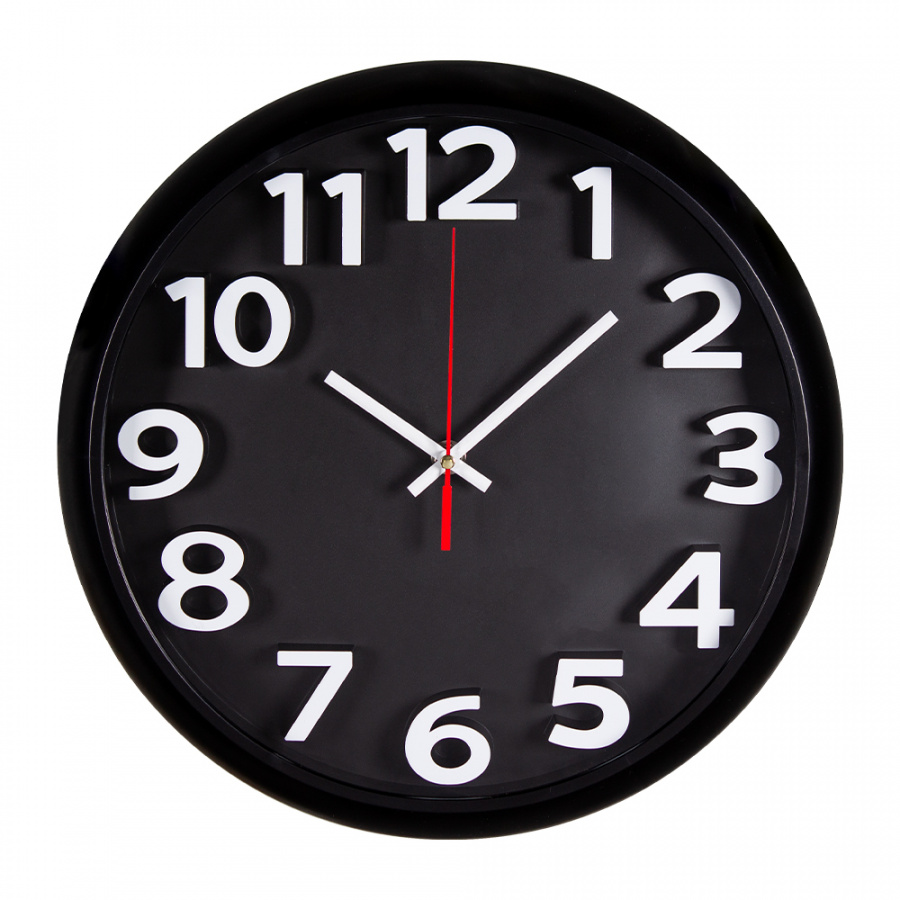 Часы настенные Рубин круг d=32см, корпус чёрный, "3d"