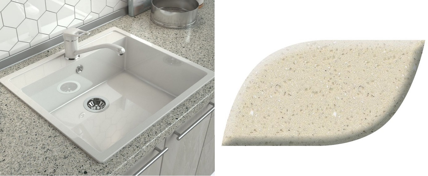 Кухонная мойка Maxstone MC-21 ванильный камень глянец