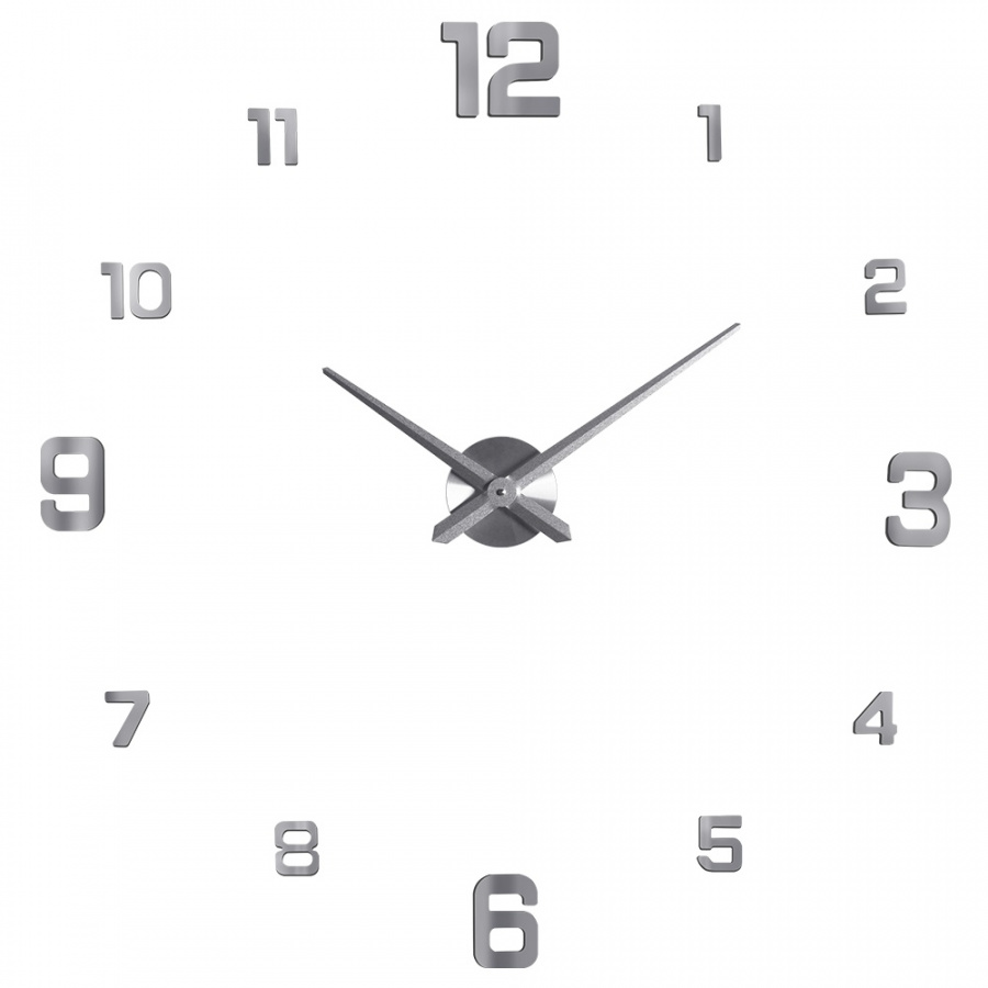 Часы настенные Рубин модульные 3D, d=60-120см, арабские цифры, серебристый