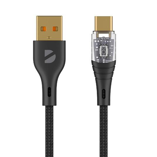 USB кабель Deppa Crystal USB - Type-C Black (1м) 72500