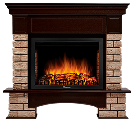 Портал Firelight Forte Wood 25 камень коричневый, шпон темный дуб