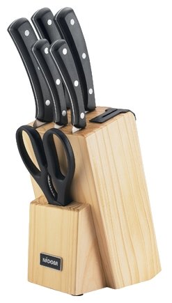 Набор кухонных ножей Nadoba Helga 723016, 5 ножей, ножницы и подставка с встроенной ножеточкой