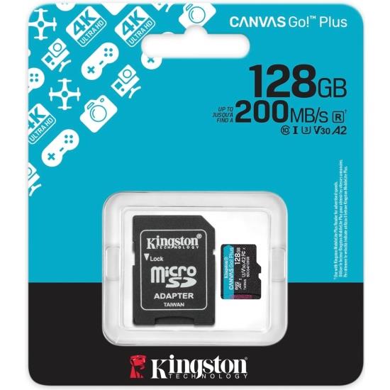 Карта флеш-памяти Kingston microSDXC 128GB Class10 Canvas Go Plus A2 U3 V30 + ADP
