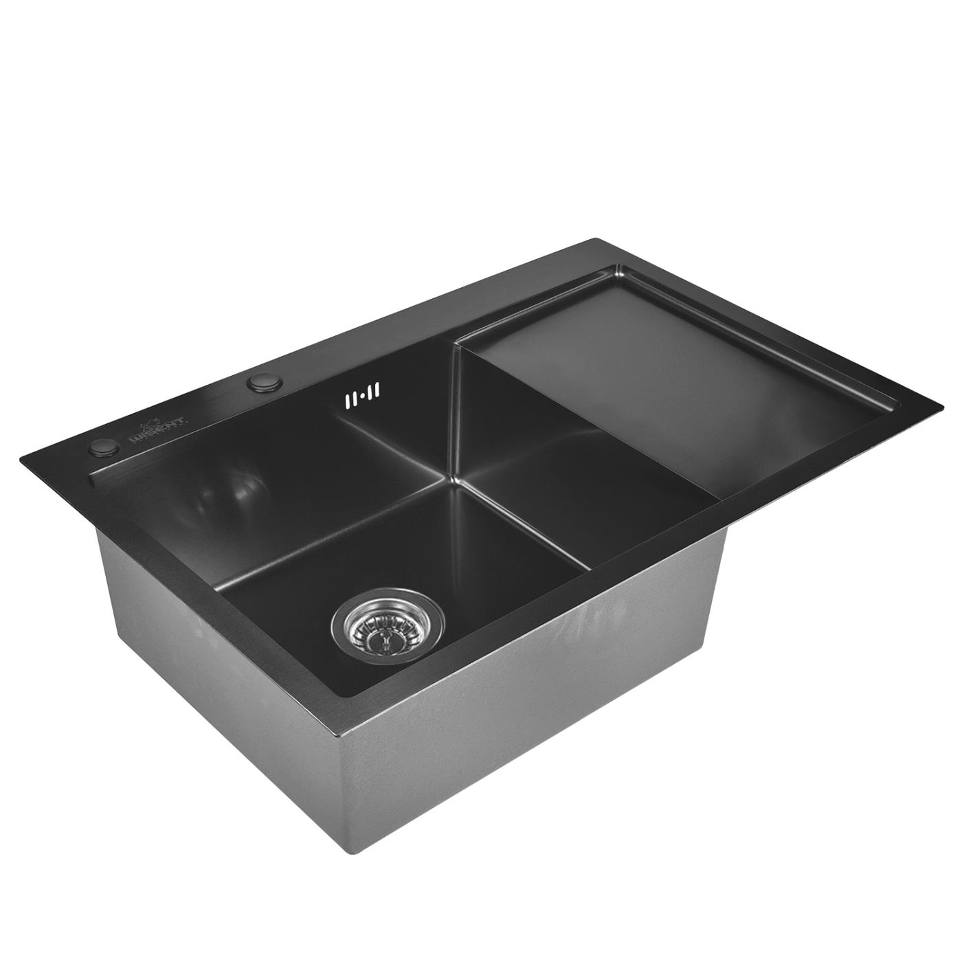 Кухонная мойка Wisent WS37851B-L Black с коландером, дозатором и сифоном