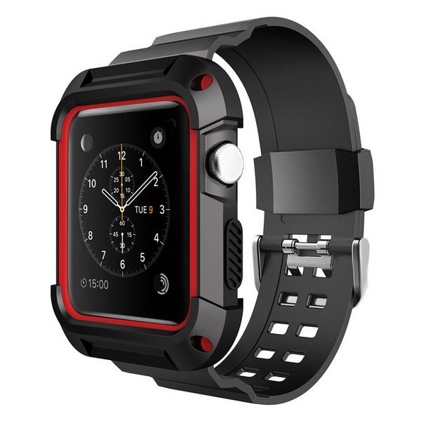 Ремешок Krutoff One-piece для Apple Watch 38/40mm (black/red)