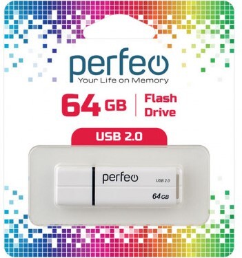USB накопитель 64Gb USB2.0 Perfeo C01G2 White