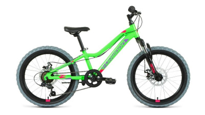 Велосипед Forward Twister 20 2.0 D (20" 7ск. рост 10") 2022 ярко-зеленый/фиолетовый