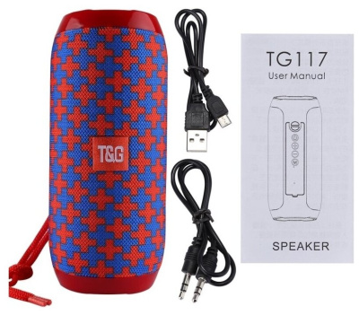 Портативная акустика T&G TG117 синий/красный