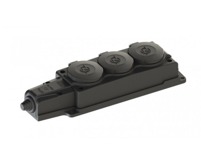 Колодка NE-AD ОУ тройная 3гн. с загл. каучук 2P+PE 1x16A 220-240V  IP54 черн. 4103 (Турция)