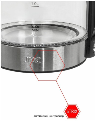 Чайник JVC JK-KE1806 Черный-Нержавейка