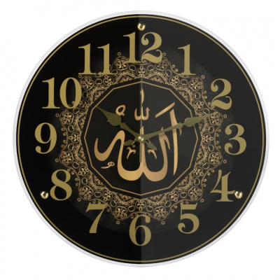 Часы настенные Рубин круг d=39см, корпус черный "Аллах"