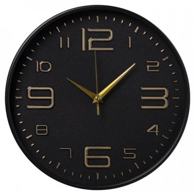 Часы настенные Рубин круг d=30см, корпус чёрный, "Классика"