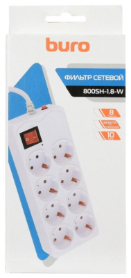 Сетевой фильтр Buro 800SH-1.8-W 1.8м (8 розеток) White