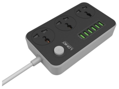 Сетевой фильтр с USB зарядкой LDNIO SC3604 (6USB, 17W, 2м) Gray