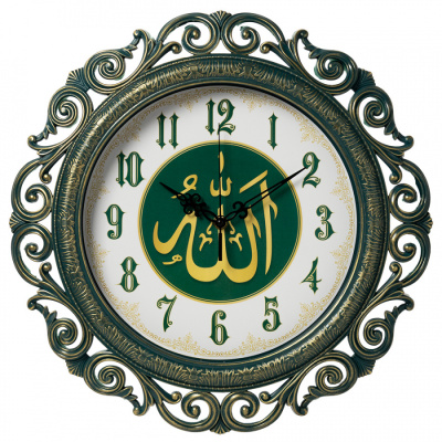 Часы настенные Рубин Мусульманские d-40,5см зеленый с золотом ажурные 4126-025