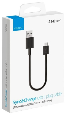 Кабели, разъемы, переходники Deppa USB - USB Type-C (72206) 1.2 м Black