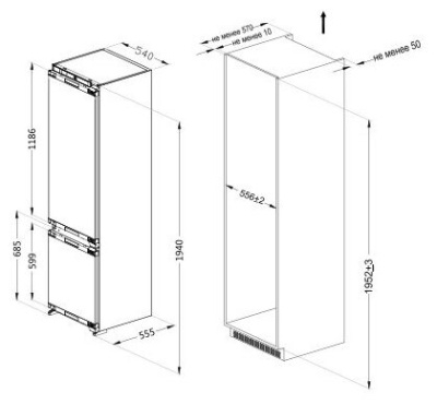 Встраиваемый холодильник ASCOLI ADRF310WEBI