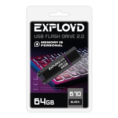 USB накопитель 64Gb USB2.0 Exployd 670 Черный