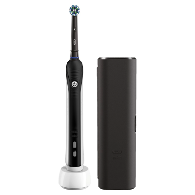 Электрическая зубная щетка Oral-B PRO 750 D16.513.1UX Cross Action Black (Чёрный) + Travel Case (Белый)