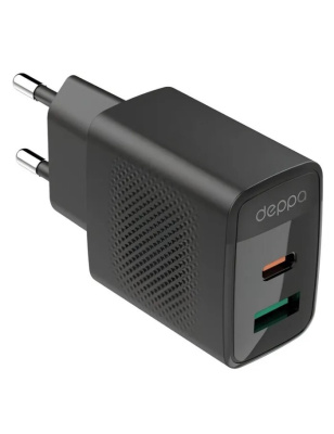 СЗУ Deppa USB-A + Type-C PD QC 4.0 UFCS 33Вт Black 11472