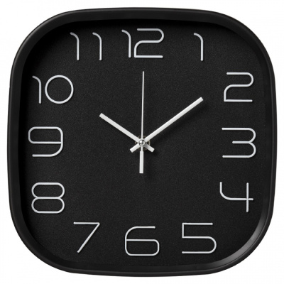 Часы настенные Рубин квадрат 25х25см, корпус чёрный, "Классика"