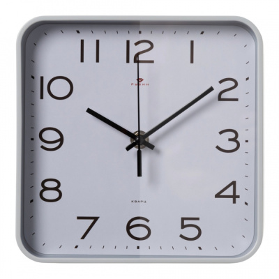 Часы настенные Рубин квадрат 19х19см, корпус серый, "Классика"