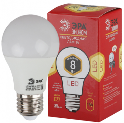 Лампа Эра LED smd A60-8W-827-E27 ECO