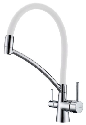 Смеситель для кухни Paulmark SIEGEN, хром, белый шланг
