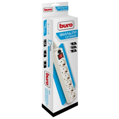 Сетевой фильтр Buro 600SH-3-W 3.0M (6 розеток) White