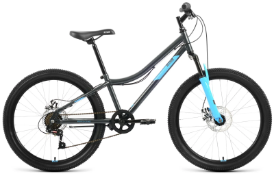 Велосипед Altair MTB HT 24 2.0 D (24" 6 ск. рост 12") 2022 темно-серый/голубой