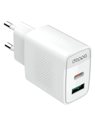 СЗУ Deppa USB-A + Type-C PD QC 4.0 UFCS 20Вт White 11467