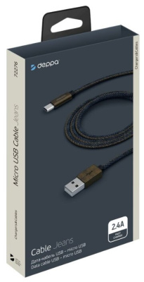 Кабели, разъемы, переходники Deppa Jeans USB - Micro USB Blue (1,2м) 72276