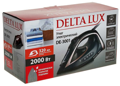 Утюг Delta lux DE-3001 черный с бронзовым
