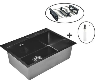 Кухонная мойка Wisent WS37050BD Соты с коландером, дозатором и сифоном