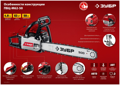 Бензопила Зубр ПБЦ-М62-50